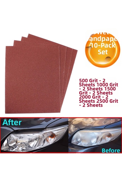 Badem10 Headlight Cleaning 500-1000-1500-2000-2500 Grit Fine Thick Paper Hand...