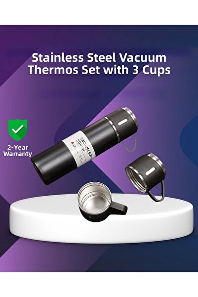 Epilons Stainless Thermos and Double Cup Set |   6-12 Hours of Heat/Cold Rete...