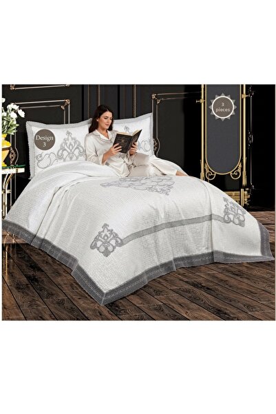 LACASA HOME LINEN Baroque Jacquard Chenille 5D Embroidered Double Bedspread-P...