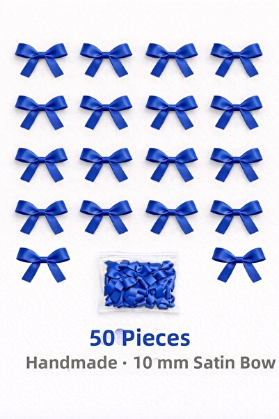 Ak Tuhafiye albastru cobalt panglici din satin cu fundă albastră – 10 mm pent...