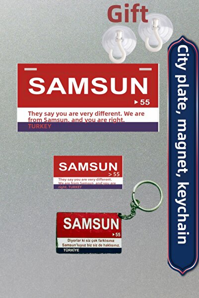 DURUSA Placă retro "Samsun", Magnet retro, breloc cm, Semn decorativ din lemn...