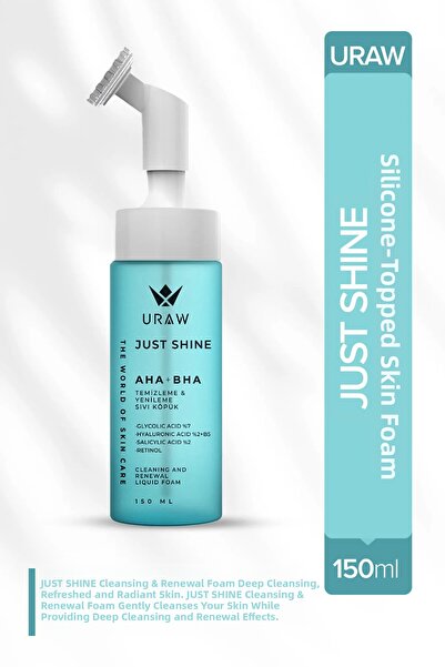 Uraw Just Shine - مزيل مكياج يحتوي على الريتينول وحمض الهيالورونيك (رغوة سائل...