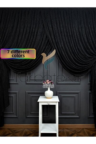 farbateks ستارة مسرحية من التول باللون الأسود مزدوجة الصدر مع نموذج كسر الزجاج