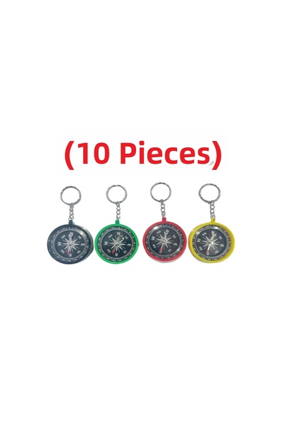 TİFOYS (10 Pieces) Compass Keychain Colorful Key Chain Plastic