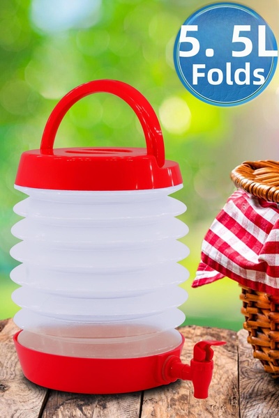 Telvesse Folding Water Canister with Tap Outdoor Accordion Camping Fountain P...