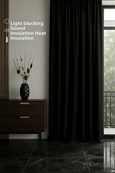 DEVRİM OLİVYA TEKSTİL Cortina de fundal neagră – rezistentă la soare, cortină...