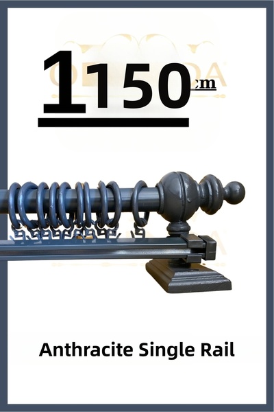 Orlenda Rustic Curtain Hanger - Single Rail, Wooden Head, Aluminum Pipe Rusti...