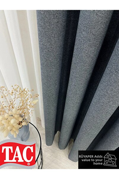 Taç Rüyaper لون رمادي مغبر - ستارة خلفية من الكتان 1/3 SIK