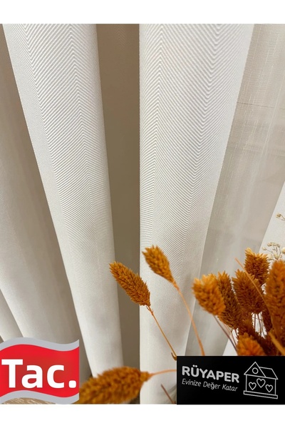 Taç Dreamper Cream Color - Linen 1/3 Sik Pleat Background Curtain