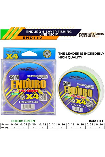 Port Fish خيط صيد بورت فيش إندورو 4 طبقات 150 متر أخضر 0.1
