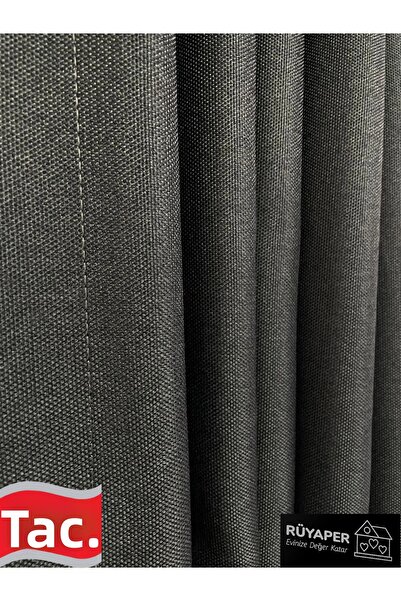 Taç ستارة تعتيم من الكتان من Rüyaper أنثراسايت لا تطلب أي ثنيات وقابلة للغسل ...