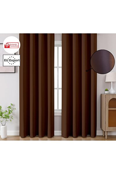 Pyramid Home Blackout Curtain Bitter Brown Color with Cornice Extrafoam Draws...