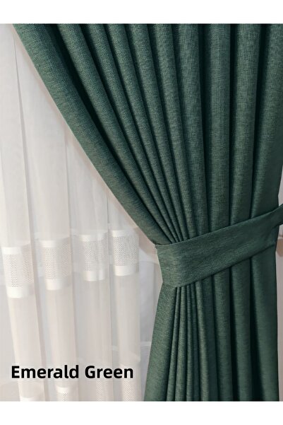 MebelPort Curtain Linen Background Curtain 1/3 Pleated Single Panel for Corni...