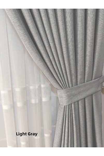 MebelPort Curtain ستارة خلفية من الكتان 1/3 بوق مخيط ضيق وجناح واحد (اختيار 3...