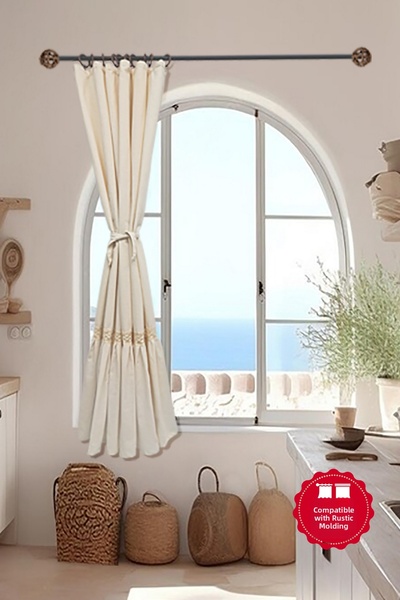 cotton maison Vintage Lace and Ruffle Natural Curtain