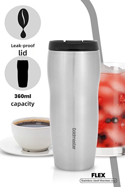 GOLDMASTER ترمس فليكس إينوكس من الفولاذ المقاوم للصدأ مع غطاء مانع للتسرب يحا...