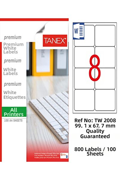 Ürün Evim Etichetă laser Tanex Tw-2008 99.1*67.7 mm Albă