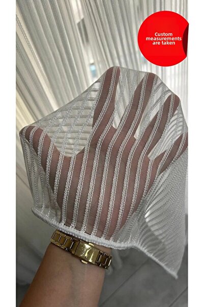 Emes Тюл, двойна памучна тюл с сребърна лента, гъсто набрана, 1/3, не се глад...