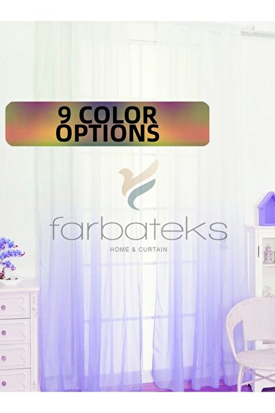 farbateks Perdele din tul plisat cu 2 straturi, cu gradient de culoare liliac