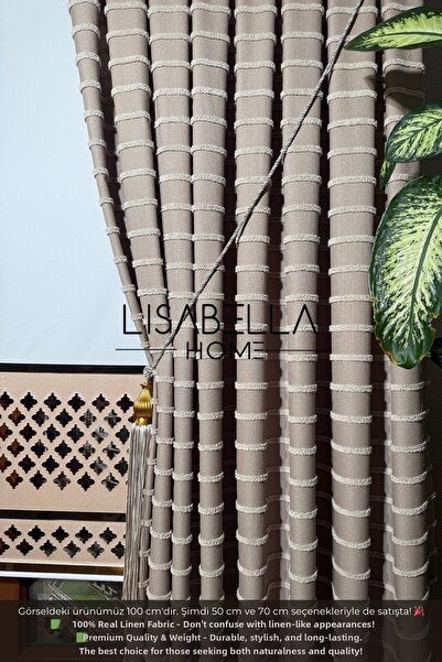 LisabellaHome Tessera & Ravena Linen Design Background Curtain Series - Dense...