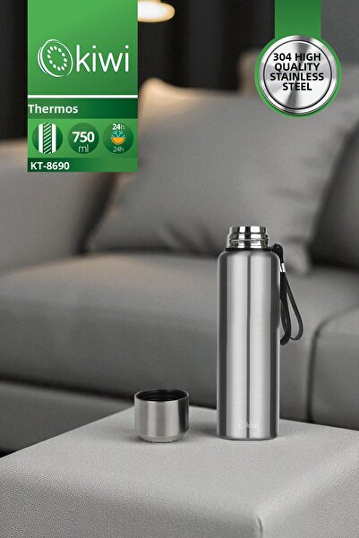 Kiwi ترمس بطبقة مزدوجة من الفولاذ المقاوم للصدأ سعة 750 مل، ترمس طعام للأطفال...