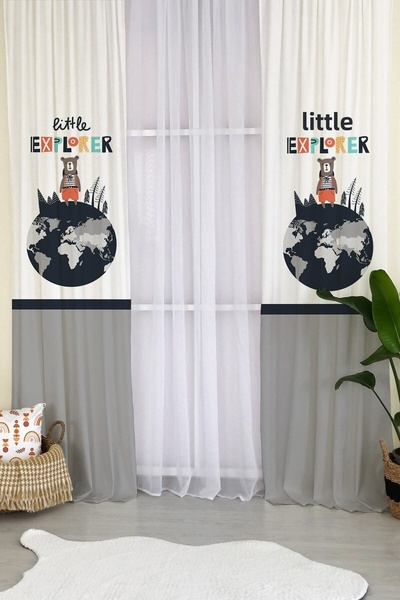 Evmila Milroma World and Teddy Bear Pattern Velvet Baby and Children's Room B...