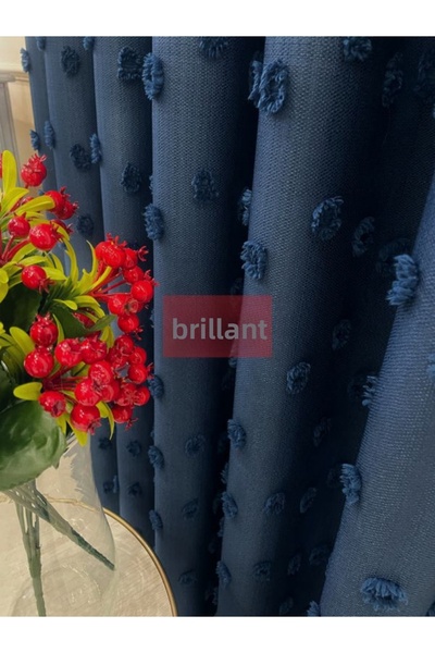 YS PERDE TASARIM Brillant Pufycarla Linen Pompom Modern Backdrop Curtain 1/2....