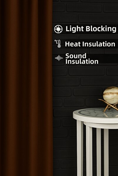 DEVRİM OLİVYA TEKSTİL Πολυτελές 1ος Ειδική κουρτίνα κλάσης Καφέ Blackout Αντι...