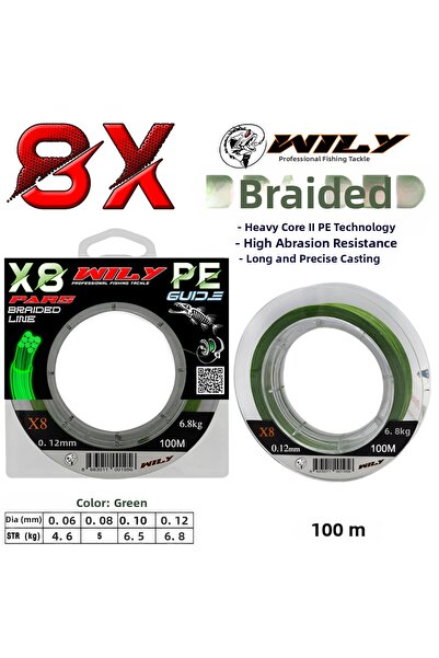 Wily 8 Straturi Lrf Linie de pescuit Verde 100 Mt Verde 0,06