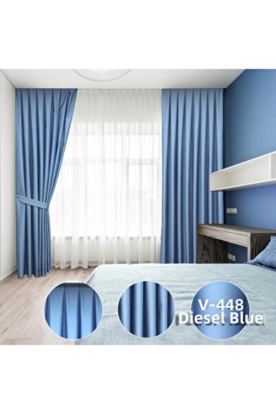 YS PERDE TASARIM ستارة تعتيم فاخرة من الساتان عالية الجودة بدون طيات - إنديجو...