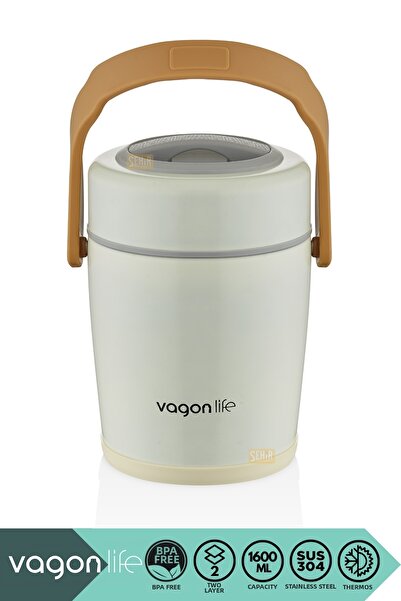 Vagonlife صندوق غداء بينتو 1600 مل مجموعة جديدة 2 أوعية 4-6 ساعات ترمس مميز ص...