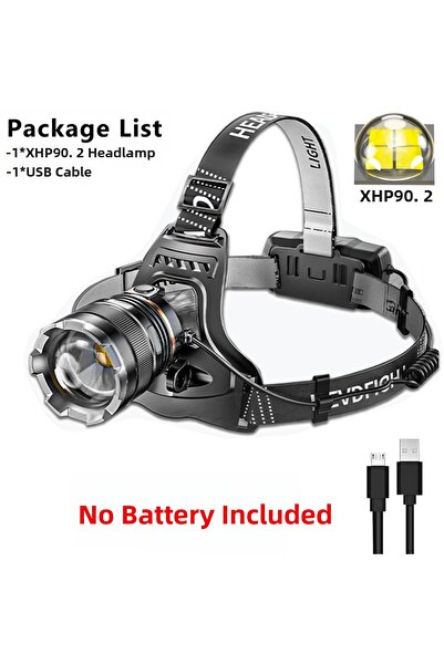 XIWANGFIRE مصباح أمامي قوي للغاية XHP90.2 مصباح أمامي قابل لإعادة الشحن مصباح...