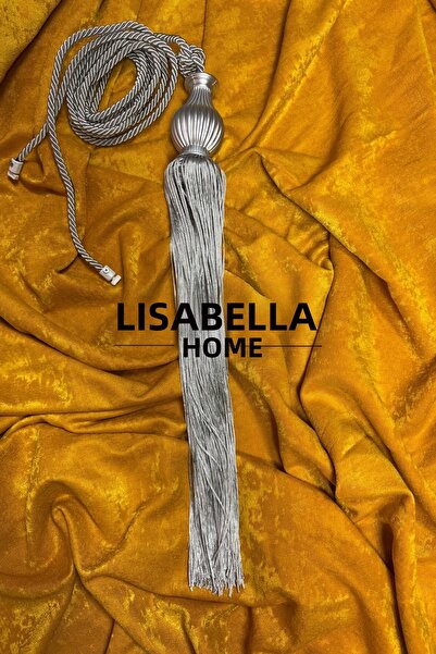 LisabellaHome Завеса, завеса, държач за завеса и брошка сив