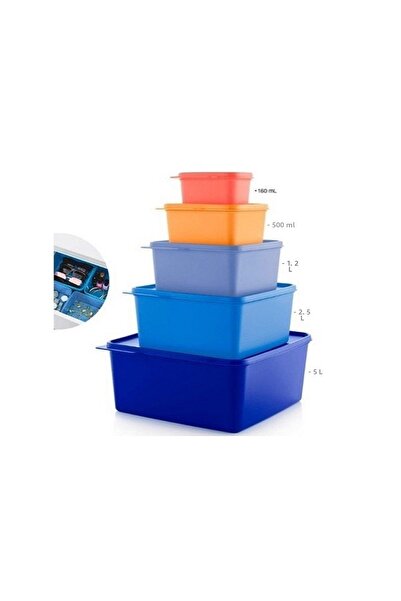Tupperware مجموعة حاوية تخزين مربعة مكونة من 5 قطع