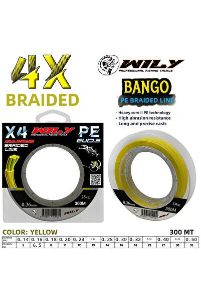 Wily Bango 4 Layers Line Fishing Line 300 Mt Yellow