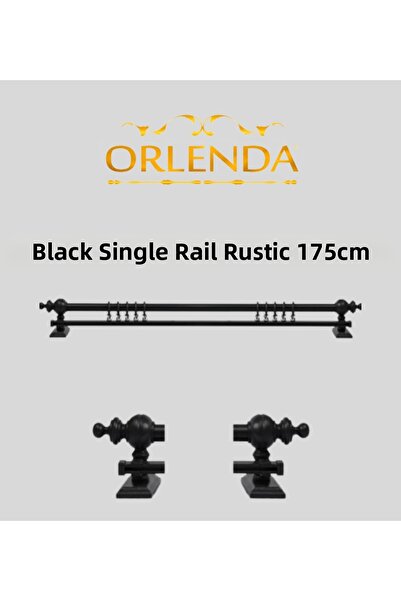 Orlenda Черна дървена основа с алуминиева тръба за завеси в рустик стил, с ед...