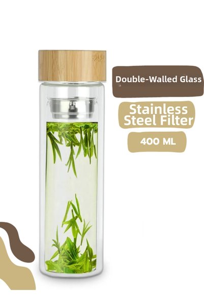 ALLMUG Double Wall Glass Water Bottle 400 ml
