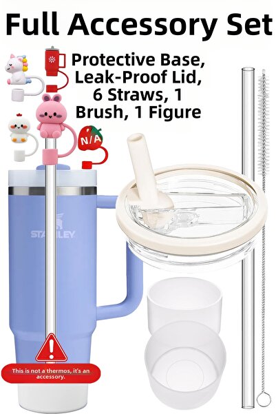 Stanley مجموعة ملحقات ترمس موديل Quencher 1.18 - غطاء مانع للتسرب، 6 شفاطات، ...