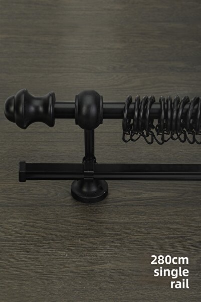 wenthi Suport pentru perdele din lemn negru rustic cu o singură șină Venti 28...