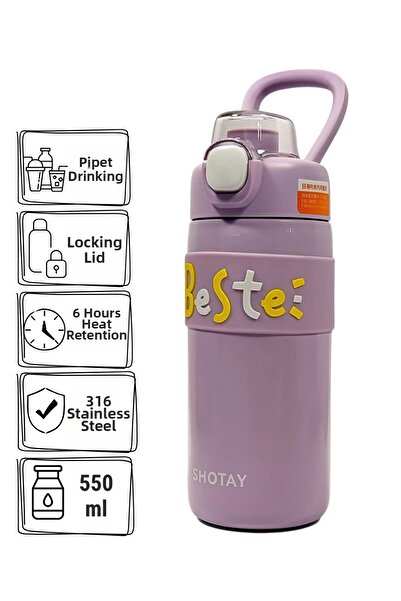 ORVO قارورة ترمس من الفولاذ المقاوم للصدأ 316 سعة 550 مل باللون الوردي - غطاء...