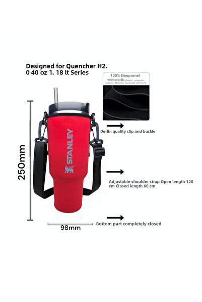 Stanley Quencher 1.18 LT Neoprene Protection Thermos - With Straw, Strap and ...