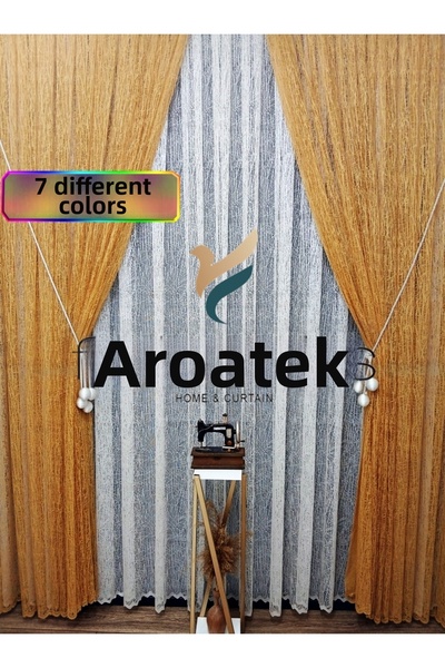 farbateks Горчичножълт Camkırıgı десен/ляв вътрешен тюл комплект Тюл за завеса