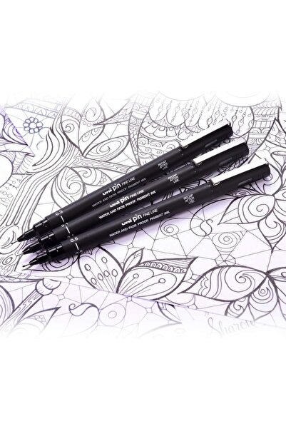 UNİ-BALL قلم رسم فني uni ball pin 0,3 أسود (3 قطع)