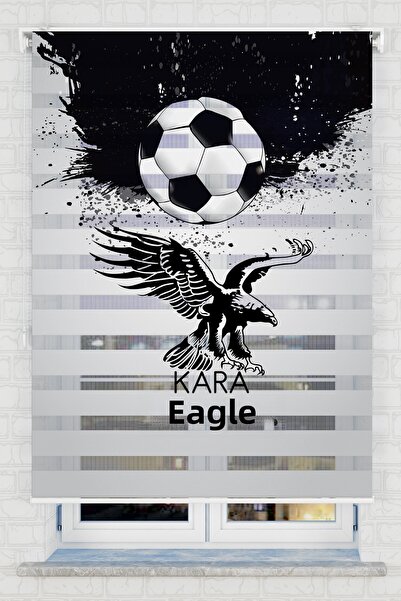 Bright Cover Κουρτίνα ζέβρα με στάμπα με μαύρο αετό και μπάλα ποδοσφαίρου - Κ...