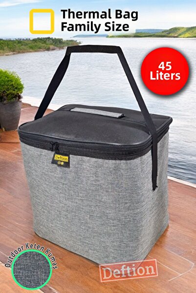 Deftion حقيبة كتان رمادية سعة 45 لترًا - عازلة للحرارة وواقية من الحرارة للتخ...