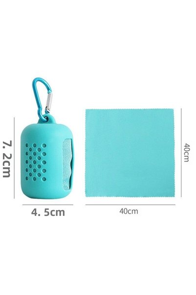 TechnoSmart Towel with Silicone Case Microfiber Quick Drying Camping Bag Kitchen Accessory Portable