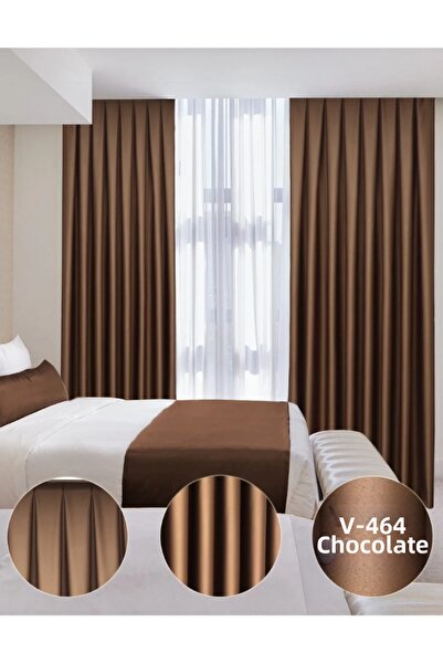 YS PERDE TASARIM Luxury Satin Blackout Sunshade Curtain High Quality Plain Un...