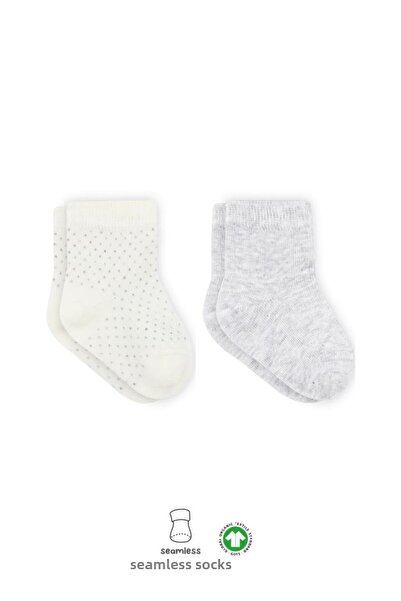 lowell home Puan Derby Combed Cotton Socks 2-Piece Bs10103 Gray Ecru