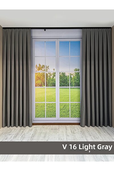 mep mekanik Donatti Light Gray Plain Linen Background Curtain 1/3 Pleat Singl...