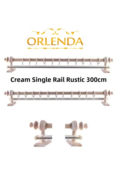 Orlenda Suport pentru perdele rustic din aluminiu cu cap din lemn, șină simpl...